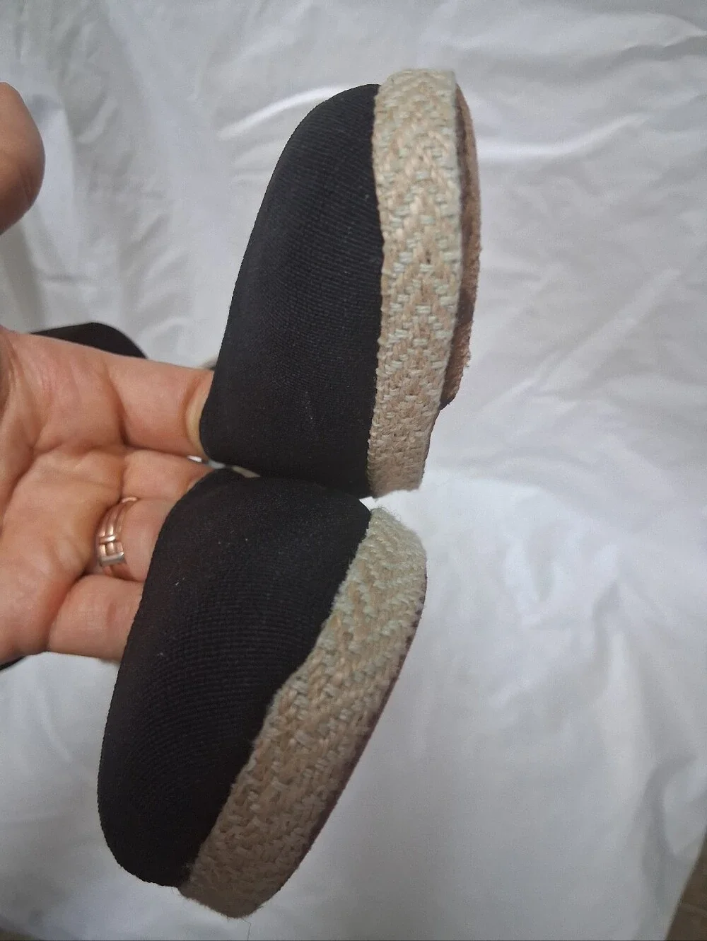 Lauren Ralph Lauren Black Espadrille Wedge Sandals Women Sz 7B Preowned
